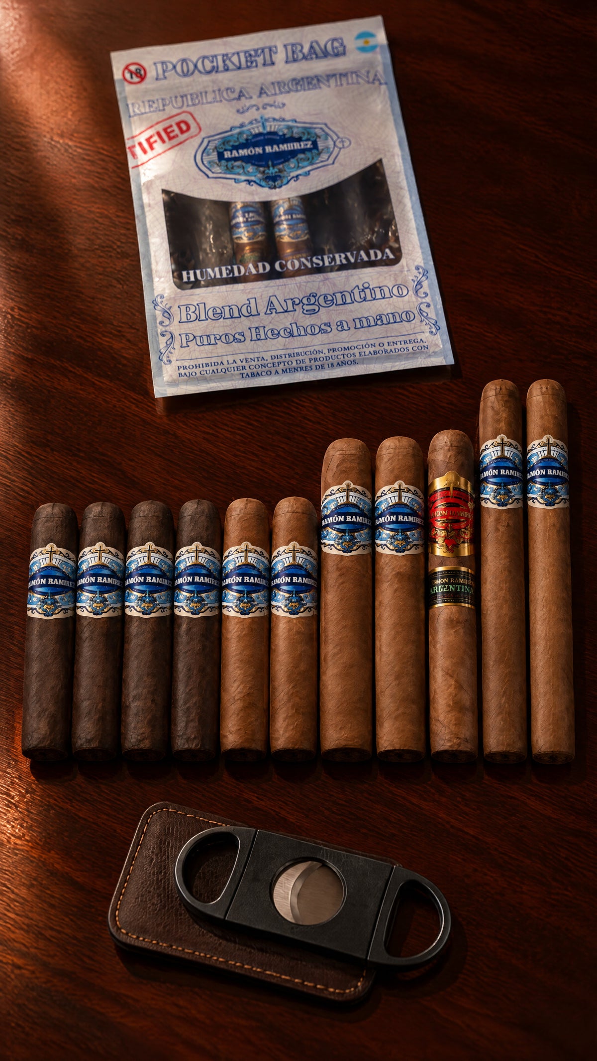 Caja Edición Privada: cuatro Maduros, el Don Ramón de Oro, la Pocket Bag y el cortador